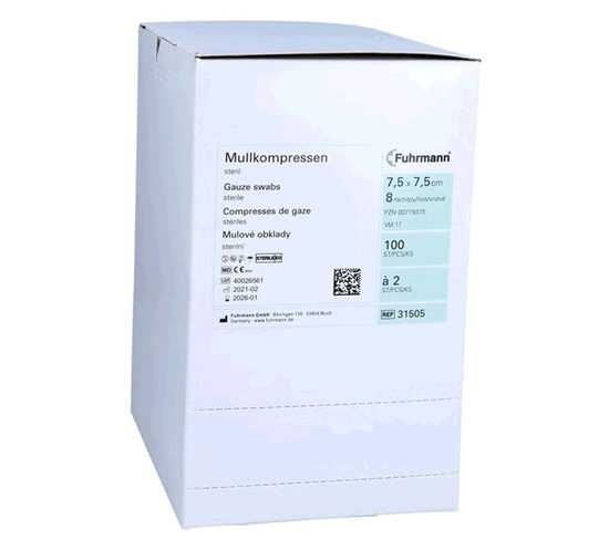 Grafik für Mullkompressen steril | 7,5x7,5 cm | 50x2 St. | 31505 in Linde Healthcare Elementar Webshop