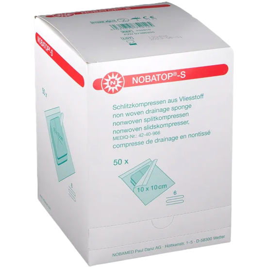Grafik für NOBATOP®-S Kompresse 10x10 cm |geschlitzt|steril|50 St. in Linde Healthcare Elementar Webshop